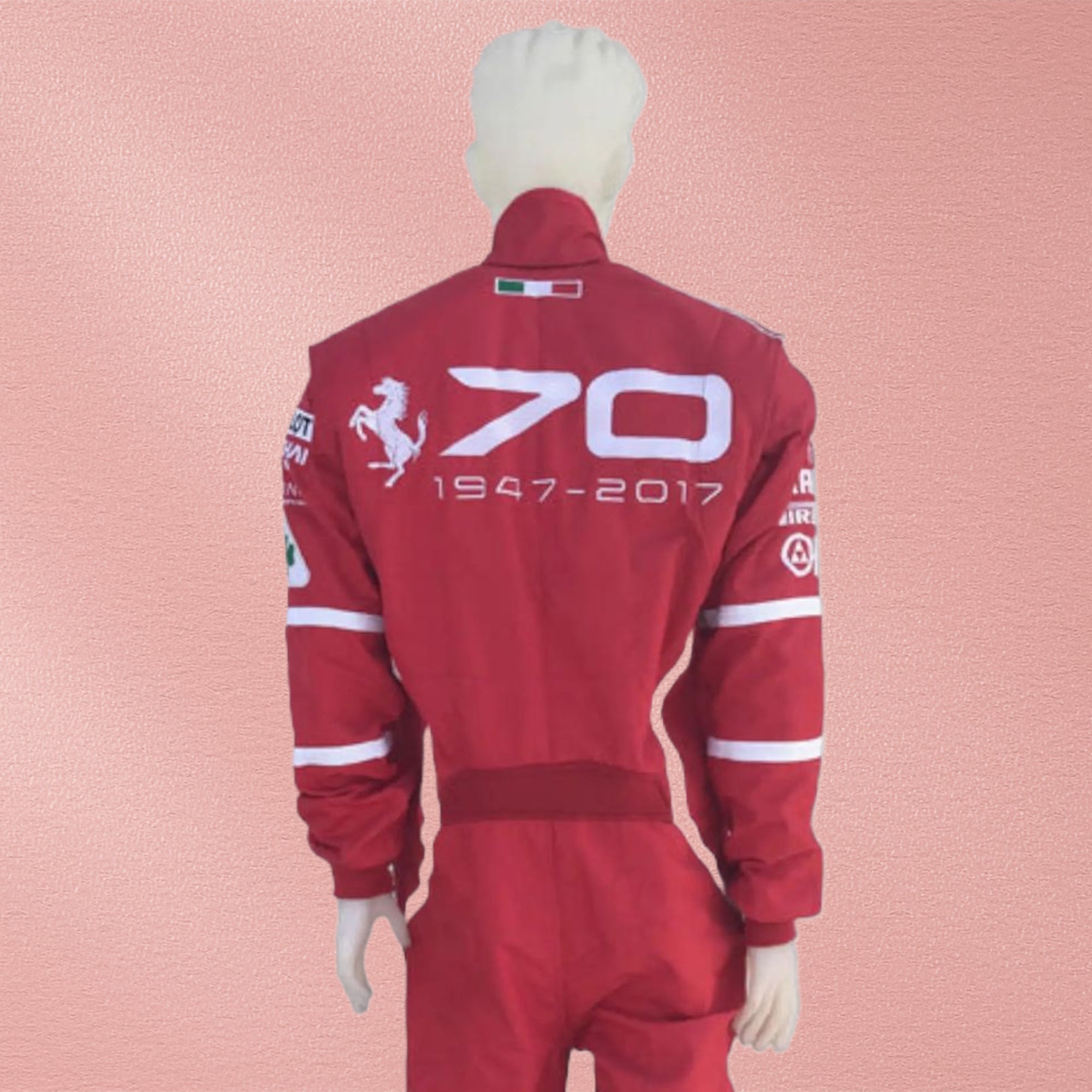 2017 Sebastian Vettel Ferrari 70th Anniversary F1 Embroidered Racing Suit -Monza GP