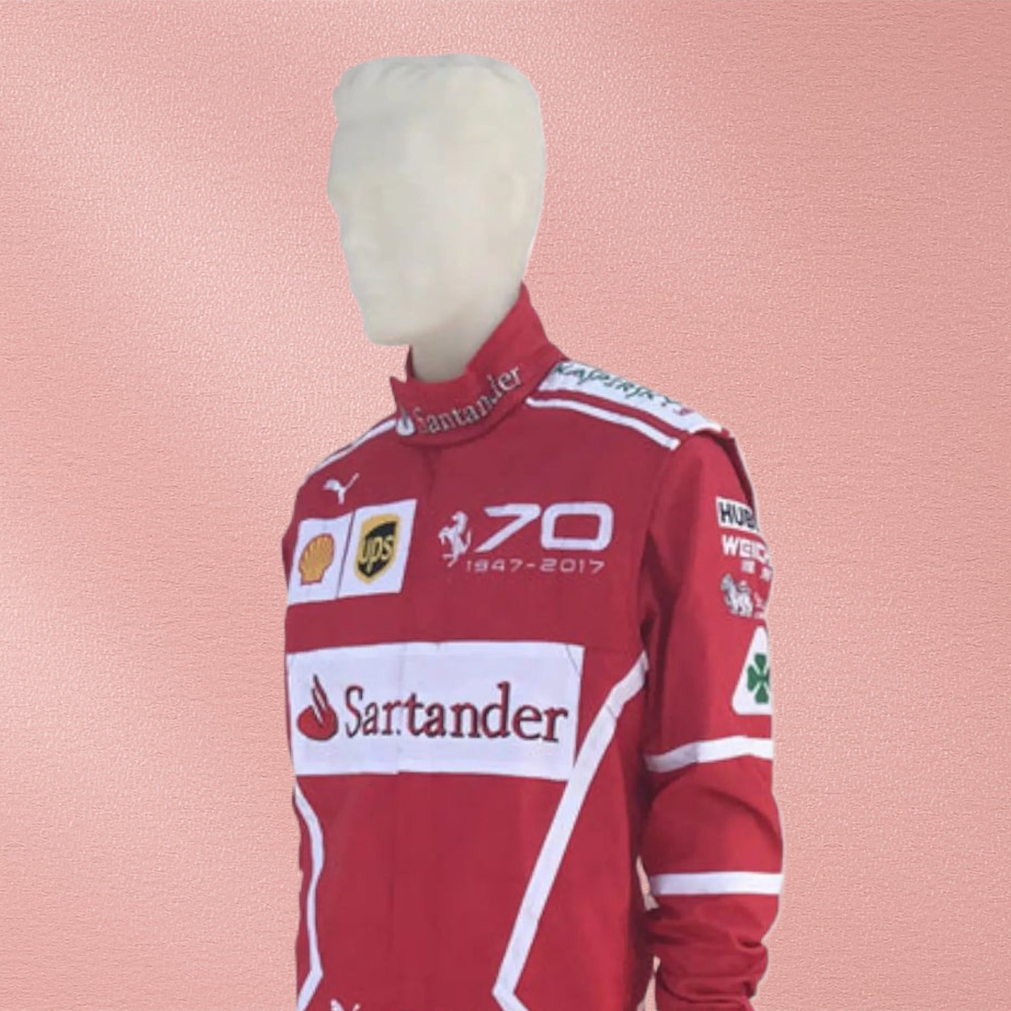 2017 Sebastian Vettel Ferrari 70th Anniversary F1 Embroidered Racing Suit -Monza GP