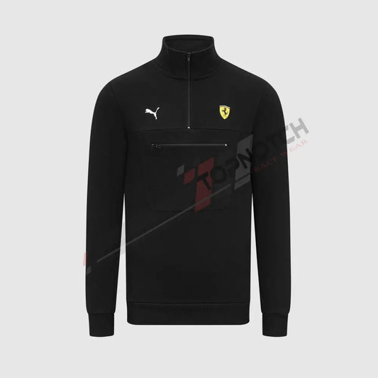Scuderia Ferrari F1 Logo 1/4 Zip Black Sweater