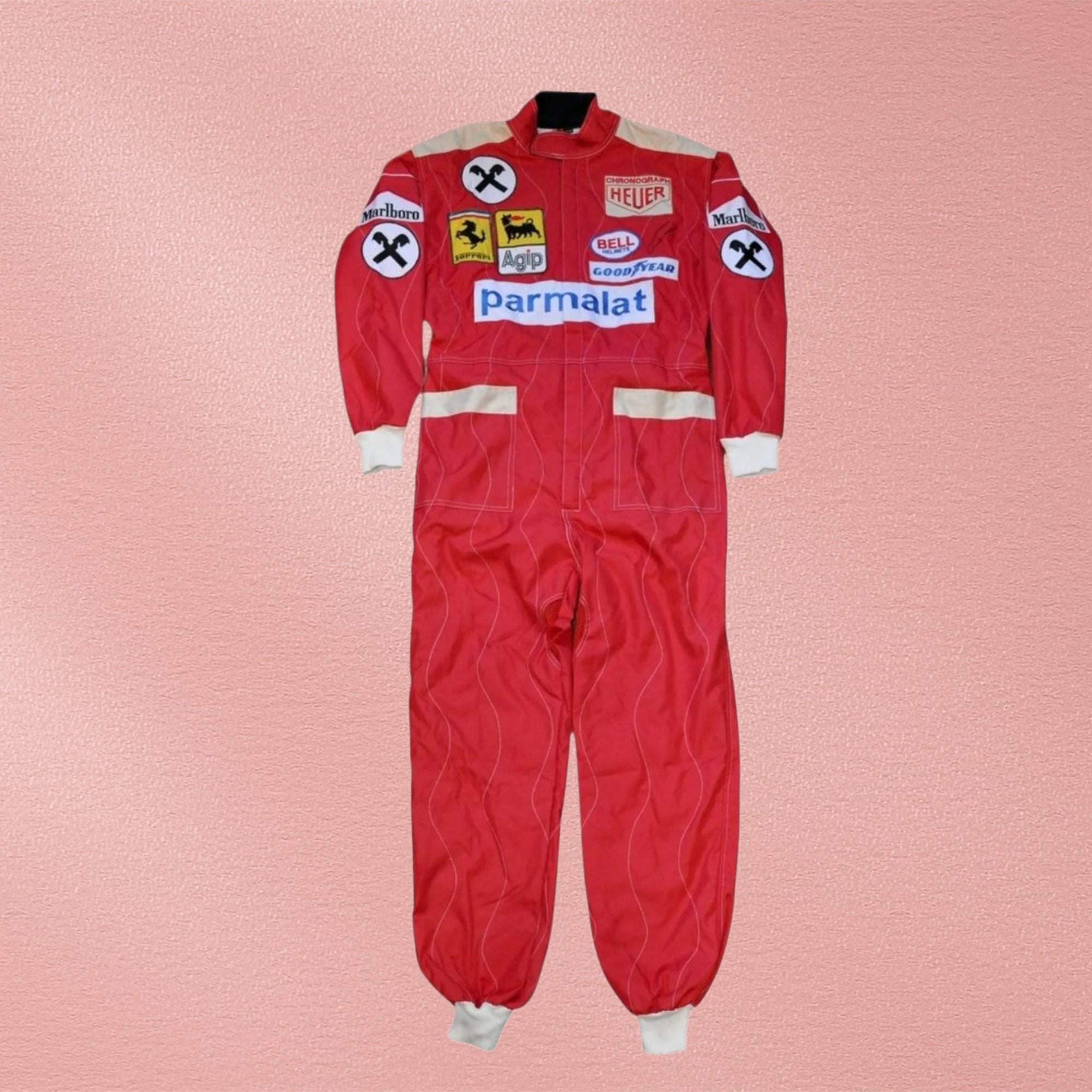 NIKI LAUDA SIGNED FERRARI 1977 F1 REPLICA Embriodered Race SUIT