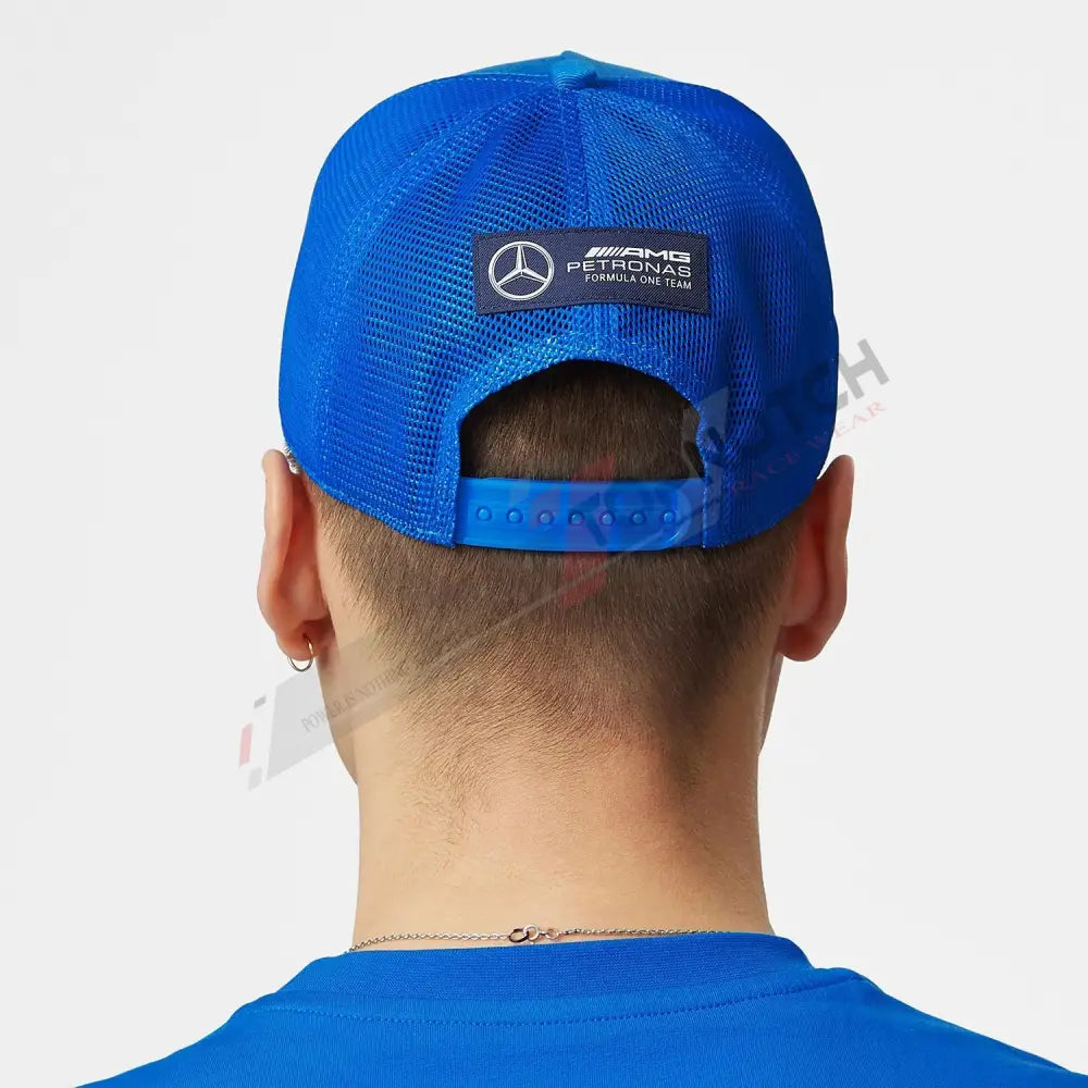 2023 Mercedes AMG Germany F1 George Russell Trucker blue Baseball Cap
