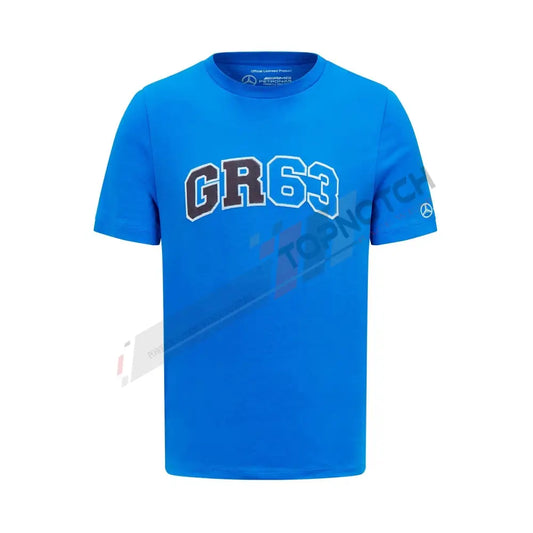 2023 Mercedes Germany AMG F1 Mens George Russell Logo T-shirt Blue